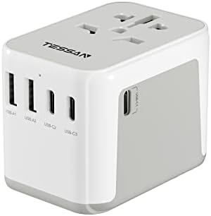 TESSAN Adaptateur Prise Universelle, Adaptateur Universel de Voyage avec 2 USB et 3 Type C, International Voyage Accessoires France vers USA Anglaise Thailande Australie Chine Japon