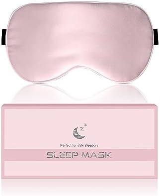 Masque de Nuit, Masque de Sommeil Antiallergique et Occultant en Soie Pure à 100%, Avec Bandeau Réglable, Convient Aux Hommes et Aux Femmes (Rose)
