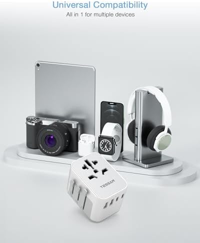 TESSAN Adaptateur Prise Universelle, Adaptateur Universel de Voyage avec 2 USB et 2 USB C, Adaptateur Universel France vers USA UK Allemagne Australie Chine Japon, Adaptateur Prise vers France – Image 6