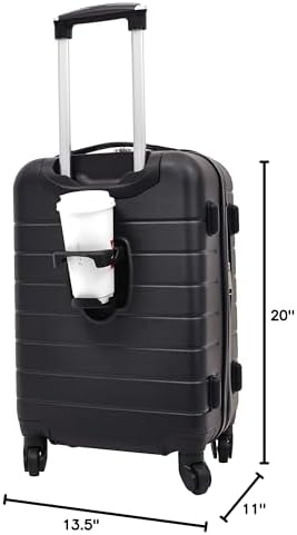 Ensemble de bagages intelligents Wrangler avec porte-gobelet, port USB et support pour téléphone, noir, 2 pièces – Image 8