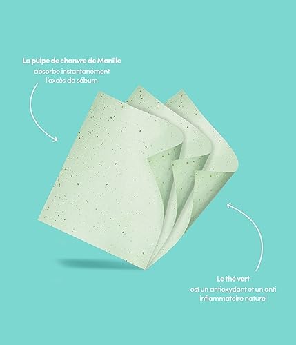 Merci Handy - Papier Matifiant Visage - 50 feuilles + 1 miroir + 1 houppette - Convient à tous types de peaux - Vegan – Image 5