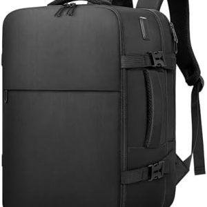 awoawo Sac à Dos Voyage Cabine Avion 45L Grand Bagage à Main Antivol Sac à Dos Ordinateur Portable 17.3 Pouces Imperméable Homme Femme Noir