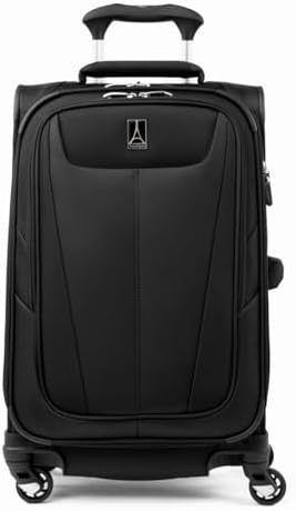 Valise cabine souple extensible Travelpro Maxlite 5 avec 4 roulettes pivotantes, légère, pour homme et femme, noire, 53 cm
