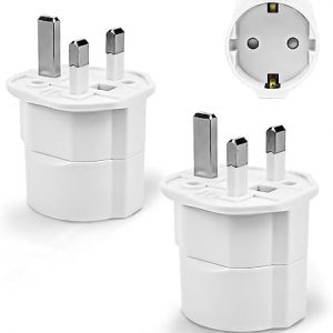 2 Pièces Adaptateur Prise Anglaise, Adaptateur de Voyage France vers UK, Adaptateur de Prise pour Irlande, Angleterre, Ecosse, Dubaï, Malte, Adaptateur Type G (Blanc)
