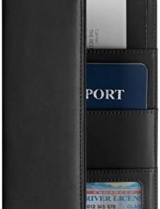 VULKIT Porte Passeport Portefeuille de Voyage, Porte Passeport en Cuir Couverture RFID Bloquant l'organisateur de Documents de Voyage pour Femmes Hommes