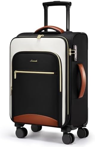Valise cabine LOVEVOOK 22x14x9, approuvée par les compagnies aériennes, valise souple de 20 pouces avec roulettes, valise cabine légère à roulettes avec serrure TSA, bagage de grande capacité résistant à l'eau pour les voyages