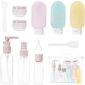 Carehabi 11 accessoires dont 6 flacons Voyage Set Bouteilles de voyage 30/50/60/80 ml Petits pot de crème Vaporisateur transparent distributeur à pompe shampoing accessoires de voyage pour cosmétiques