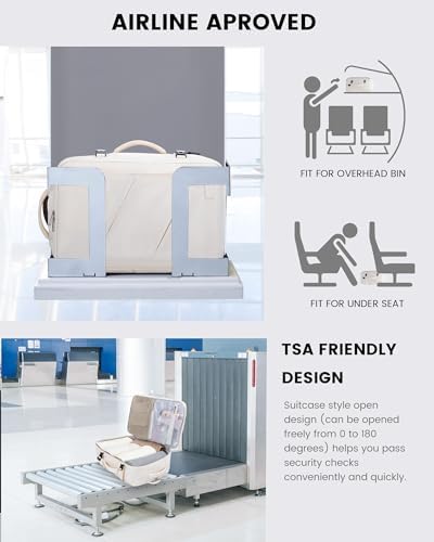 LOVEVOOK Sac à Dos Cabine Sac a Dos Voyage Valise Cabine Avion 55x35x25, 40L Bagage A Main Femme Homme Sac Ados Ordinateur 17 Pouces, Grand Sac Weekend Travel Backpack pour Travail École Loisir, Beige – Image 3