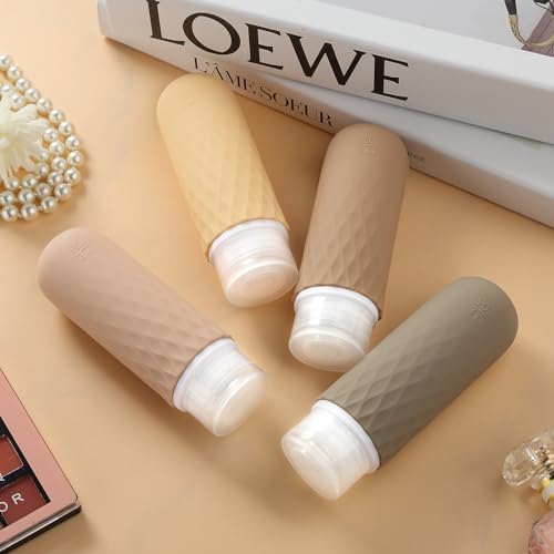 Gemice Flacons de Voyage en Silicone 90 ml, 4 Pack Flacons de Voyage à Remplir, Etanches, Flacons Cosmétiques à Remplir de Voyage, Récipient, Sans BPA, Approuvé par la FDA, Pour Remplir de Lotion – Image 5