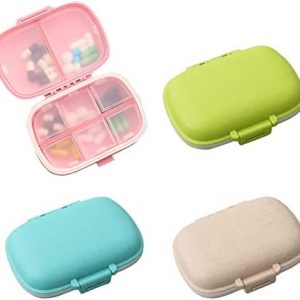 4 Pièces Pilulier Voyage, Travel Essentials Pillulier 8 Compartiments Amovibles Portable Pillulier Petite Capacite Matin Soir Pilulier Journalier Pour Pilule Médicaments Vitamines Accessoires