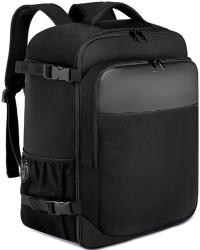 EZUOLA Baggage Cabine 40x20x25 pour Ryanair Sac à Dos Voyage Cabine Avion 20L Bagage à Main Sac à Dos Ordinateur Portable 14 Pouces avec USB Charging Port Homme Femme Sous Siège Bagages,Noir