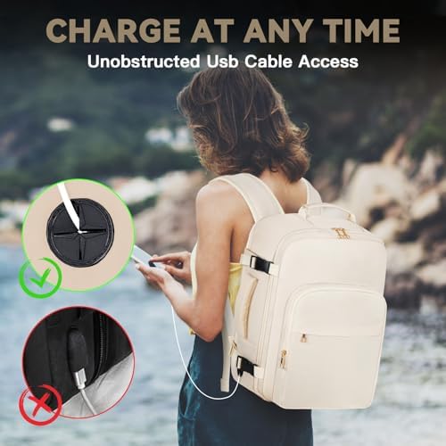 OTAHGK Sac à Dos de Voyage pour Femme Bagage à Main Avion pour Easyjet, 40 l TSA Amical Bagages Cabine Sacs à Main 45×36×20 Grand Sac à Dos de Voyage pour 17 Pouces Sac à Dos étanche Sac de – Image 7