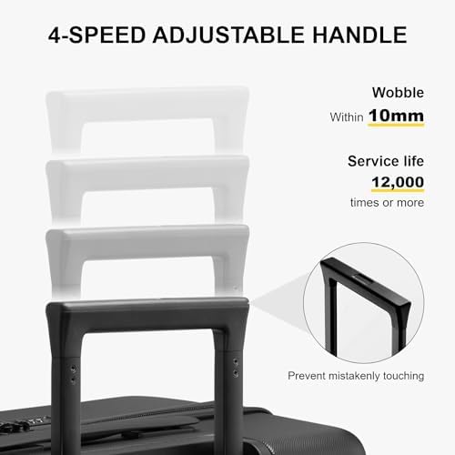 Valise cabine rigide LEVEL8, homologuée par la TSA, valise cabine à roulettes, légère et texturée, 50 cm, noire – Image 5