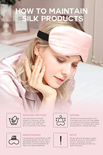 Masque de Nuit, Masque de Sommeil Antiallergique et Occultant en Soie Pure à 100%, Avec Bandeau Réglable, Convient Aux Hommes et Aux Femmes (Rose) – Image 6