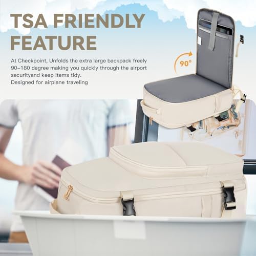 OTAHGK Sac à Dos de Voyage pour Femme Bagage à Main Avion pour Easyjet, 40 l TSA Amical Bagages Cabine Sacs à Main 45×36×20 Grand Sac à Dos de Voyage pour 17 Pouces Sac à Dos étanche Sac de – Image 5