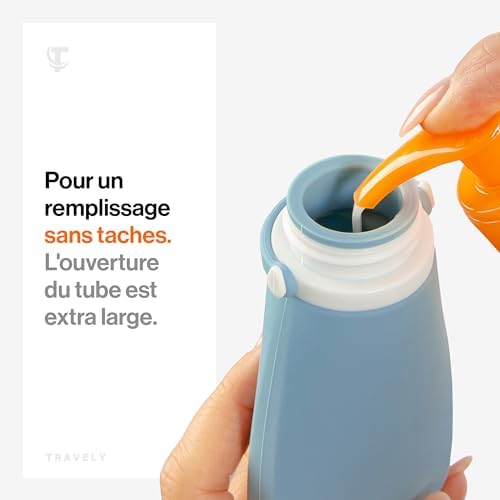 Travely flacon voyage silicone 100ml - 4 Pièces Contenant Voyage - format voyage, recipient voyage, bouteille de voyage, travel bottles, travel essentials – Image 4