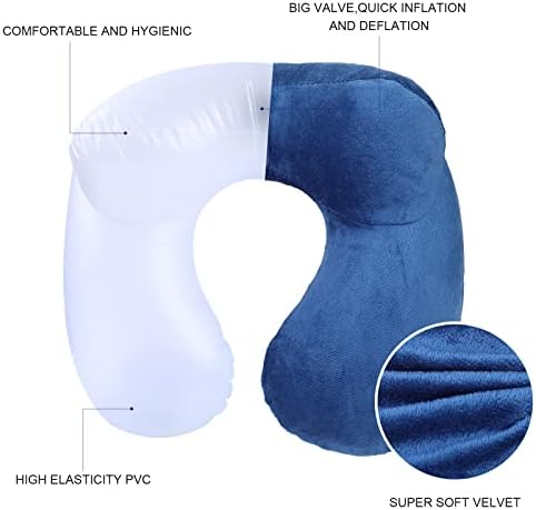 AiQInu Gonflable,Compact Coussin de Voyage avec Taie d'oreiller Lavable, avec Masque pour Dormir+ Bouchons d’Oreilles + Sac Transport,pour Avion et Train – Image 5
