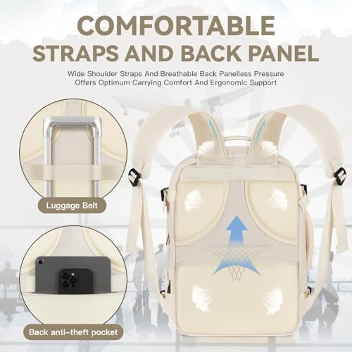 OTAHGK Sac à Dos de Voyage pour Femme Bagage à Main Avion pour Easyjet, 40 l TSA Amical Bagages Cabine Sacs à Main 45×36×20 Grand Sac à Dos de Voyage pour 17 Pouces Sac à Dos étanche Sac de – Image 6