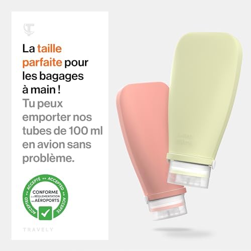 Travely flacon voyage silicone 100ml - 4 Pièces Contenant Voyage - format voyage, recipient voyage, bouteille de voyage, travel bottles, travel essentials – Image 2