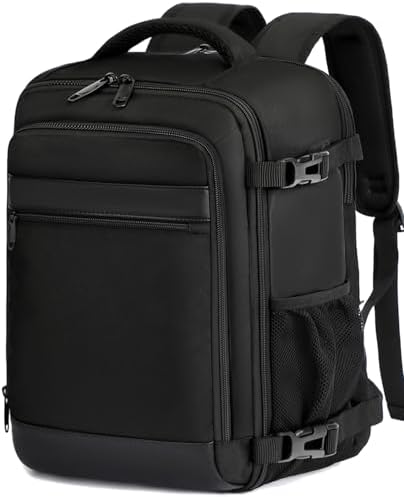 KLOSTAIN Bagage Cabine 40x20x25 pour Ryanair Sac à Dos Voyage Cabine Avion 20 L Femme Homme sous Siège Bagage à Main Petit Sac à Dos pour Ordinateur Portable 14 Pouces Noir