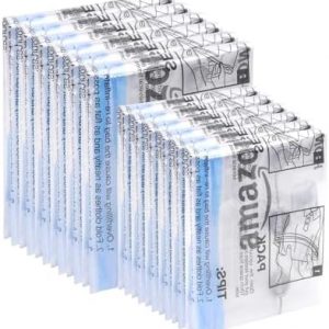 Amazon Basics Lot de 12 sacs de rangement enroulables pour voyage, Fermeture éclair, 6 petits sacs, 6 sacs de taille moyenne, Transparent