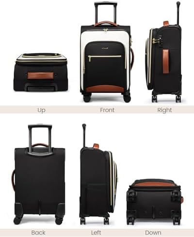 Valise cabine LOVEVOOK 22x14x9, approuvée par les compagnies aériennes, valise souple de 20 pouces avec roulettes, valise cabine légère à roulettes avec serrure TSA, bagage de grande capacité résistant à l'eau pour les voyages – Image 9