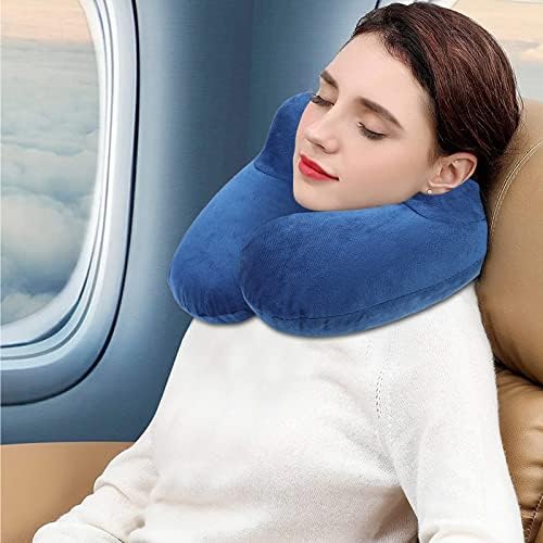 AiQInu Gonflable,Compact Coussin de Voyage avec Taie d'oreiller Lavable, avec Masque pour Dormir+ Bouchons d’Oreilles + Sac Transport,pour Avion et Train – Image 8