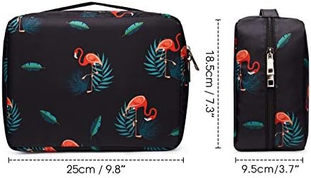 Narwey Trousse de Toilette à Suspendre Femmes Trousse de Maquillage Accessoires Trousse Toilette Voyage Organisateur Cosmétique (Flamant Noir) – Image 7