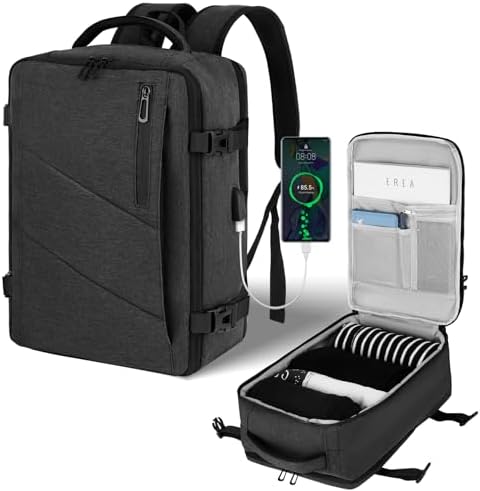 Sac a Dos Bagage Cabine 40x20x25 pour Ryanair, Sac a Dos Voyage Sac à Dos Ordinateur Portable Femme Homme Sacs à Dos Loisir avec Port USB, Gris