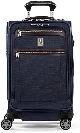 Valise cabine souple extensible Travelpro Platinum Elite, 8 roulettes pivotantes, port USB, Suiter, homme et femme, bleu marine, 53 cm