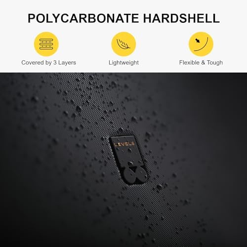 Valise cabine rigide LEVEL8, homologuée par la TSA, valise cabine à roulettes, légère et texturée, 50 cm, noire – Image 4