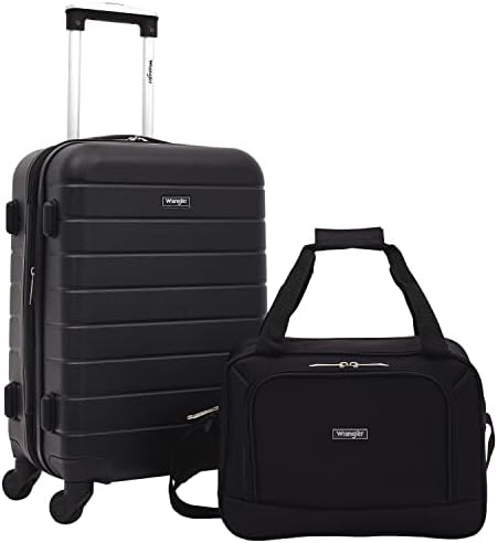 Ensemble de bagages intelligents Wrangler avec porte-gobelet, port USB et support pour téléphone, noir, 2 pièces – Image 2