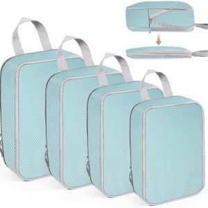 WUFANC Lot de 4 organiseurs de valises, cubes de rangement de voyage à compression, imperméables et résistants à l'usure, rangement classifié des essentiels de voyage,, Suitcase Organizer Alle Lhre Reise erfüllen (Blau)