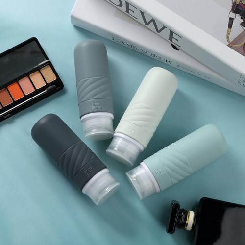 Gemice Flacons de Voyage en Silicone 90 ml, 4 Pack Flacons de Voyage à Remplir, Etanches, Flacons Cosmétiques à Remplir de Voyage, Récipient, Sans BPA, Approuvé par la FDA, Pour Remplir de Lotion – Image 5