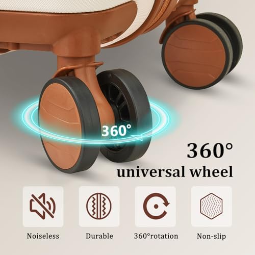 Ensemble de 5 valises rigides Imiomo pour femme, valises légères à roulettes avec roulettes pivotantes et serrure TSA, beige – Image 3