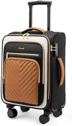 Valise cabine LOVEVOOK 22x14x9, approuvée par les compagnies aériennes, valise cabine 20 pouces à roulettes, valise souple à roulettes avec serrure TSA pour femmes et hommes, bagage de voyage léger