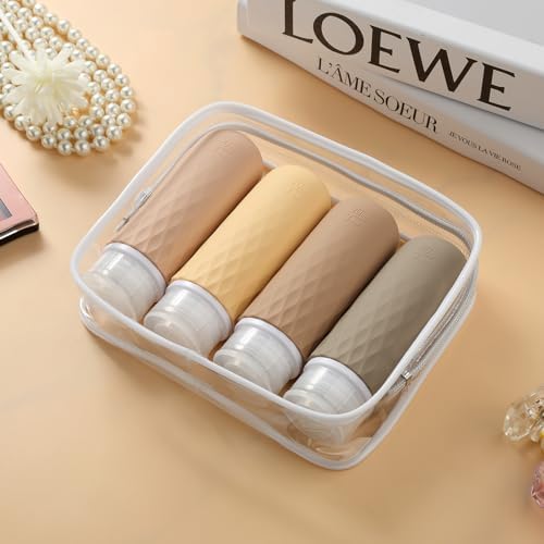 Gemice Flacons de Voyage en Silicone 90 ml, 4 Pack Flacons de Voyage à Remplir, Etanches, Flacons Cosmétiques à Remplir de Voyage, Récipient, Sans BPA, Approuvé par la FDA, Pour Remplir de Lotion – Image 6