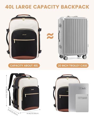 LOVEVOOK Sac à Dos Voyage Sac Cabine Avion Bagages Valise Easyjet Ryanair 45x36x20 Sac à Dos Femme Homme Étanche Sac à Dos Pour Ordinateur Portable Sac Porté Dos Backpack pour Travail École Loisir – Image 5