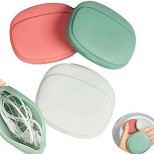FAMIDIQGO Lot de 3 boîtes de rangement pour câbles de données, en silicone, mini boîte à clés, portable et durable, gardez vos petits objets organisés (rouge, gris, vert)