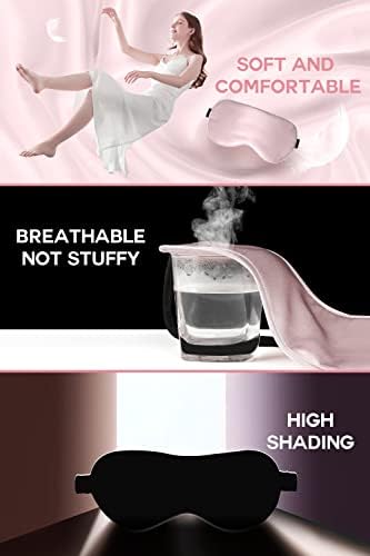 Masque de Nuit, Masque de Sommeil Antiallergique et Occultant en Soie Pure à 100%, Avec Bandeau Réglable, Convient Aux Hommes et Aux Femmes (Rose) – Image 5