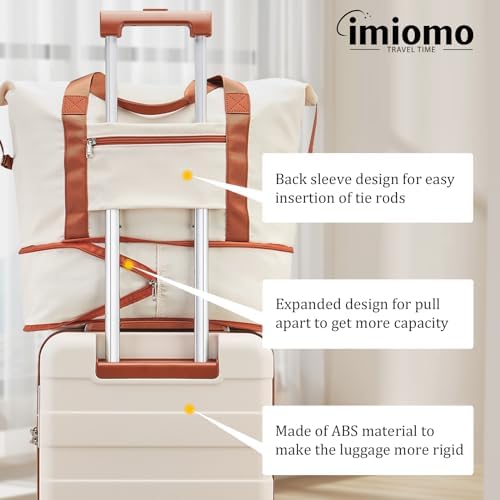 Ensemble de 5 valises rigides Imiomo pour femme, valises légères à roulettes avec roulettes pivotantes et serrure TSA, beige – Image 8