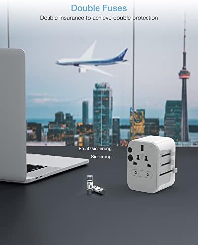 TESSAN Adaptateur Prise Universelle, Adaptateur Universel de Voyage avec 2 USB et 2 USB C, Adaptateur Universel France vers USA UK Allemagne Australie Chine Japon, Adaptateur Prise vers France – Image 5