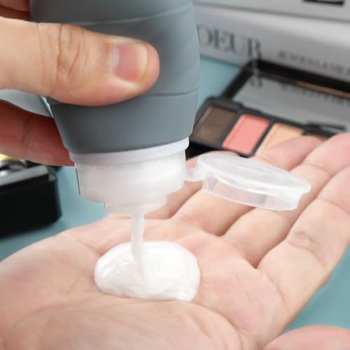 Gemice Flacons de Voyage en Silicone 90 ml, 4 Pack Flacons de Voyage à Remplir, Etanches, Flacons Cosmétiques à Remplir de Voyage, Récipient, Sans BPA, Approuvé par la FDA, Pour Remplir de Lotion – Image 4