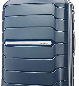 Valise rigide extensible Samsonite Freeform avec doubles roulettes pivotantes, modèle à carreaux, taille L (28 pouces), bleu marine