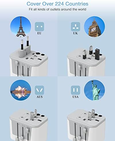 TESSAN Adaptateur Prise Universelle, Adaptateur Universel de Voyage avec 2 USB et 2 USB C, Adaptateur Universel France vers USA UK Allemagne Australie Chine Japon, Adaptateur Prise vers France – Image 2