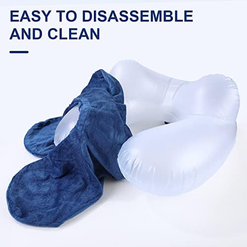 AiQInu Gonflable,Compact Coussin de Voyage avec Taie d'oreiller Lavable, avec Masque pour Dormir+ Bouchons d’Oreilles + Sac Transport,pour Avion et Train – Image 6