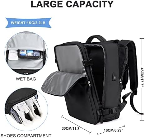 SZLX Sac à Dos Voyage Cabine Avion 45x36x20 pour Easyjet 30L Bagage Cabine Grande sous Siège Bagage à Main 45x36x20 Femme Sac à Dos Homme Travail Imperméable pour Ordinateur Portable 15,6 Pouces – Image 5