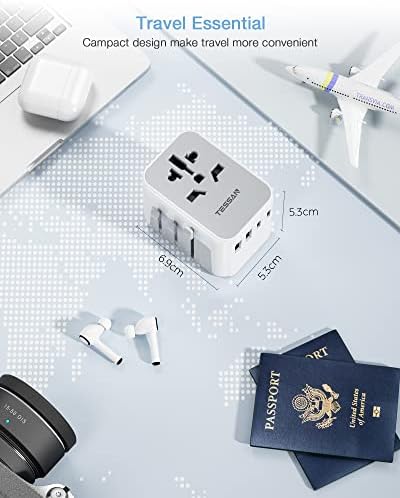 TESSAN Adaptateur Prise Universelle, Adaptateur Universel de Voyage avec 2 USB et 2 USB C, Adaptateur Universel France vers USA UK Allemagne Australie Chine Japon, Adaptateur Prise vers France – Image 7
