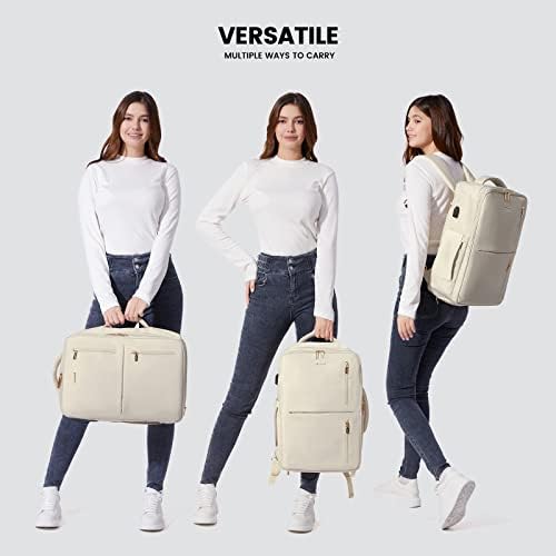 LOVEVOOK Sac à Dos Voyage Femme Homme Sac A Dos Cabine Avion extensible 25-35L Grand Sac à Dos Bagage à Main Sac à Dos Ordinateur Portable 17 Pouces Imperméable Sac Ados Beige – Image 9