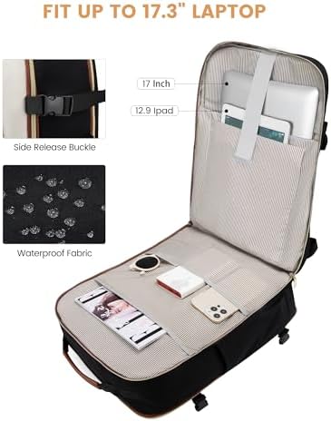 LOVEVOOK Sac à Dos Voyage Sac Cabine Avion Bagages Valise Easyjet Ryanair 45x36x20 Sac à Dos Femme Homme Étanche Sac à Dos Pour Ordinateur Portable Sac Porté Dos Backpack pour Travail École Loisir – Image 7